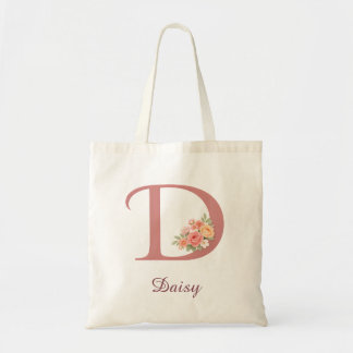 Sac cabas personnalisé avec monogramme floral D