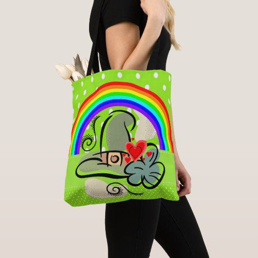 Sac cabas Saint-Patrick jour de pluie arc-en-ciel (De près)