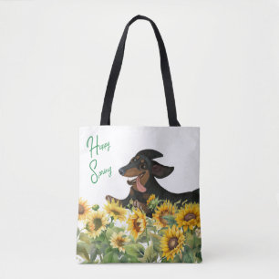 SAC CABAS TOURNESOLS TECkel NOIR ET FEU