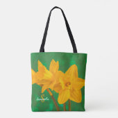 Sac cabas vert avec des jonquilles (Dos)