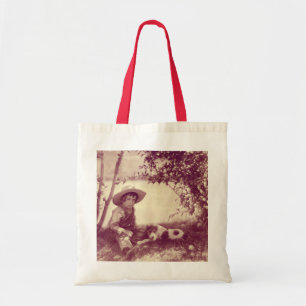 Sac Cabas Vintage Garçon au repos avec Chien