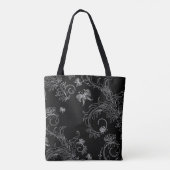 sac cabines ornement fleurs noir et blanc (Dos)