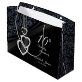 Sac Cadeau 10e anniversaire de l'onyx noir et blanc - grand (Dos Angle)