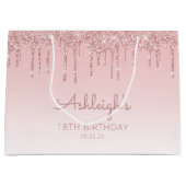 Sac cadeau 18e anniversaire rose pailleté (Devant)