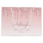 Sac cadeau 18e anniversaire rose pailleté (Dos)