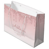 Sac cadeau 18e anniversaire rose pailleté (Devant Angle)