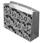 Sac cadeau 50e anniversaire gris noir (Dos Angle)
