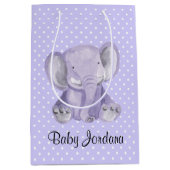 Sac Cadeau à base d'éléphant mou violet Polka Dot (Devant)