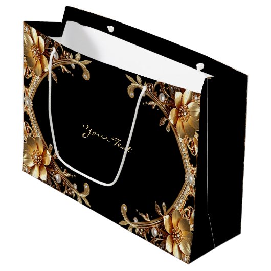 Sac cadeau à cadre doré élégant (Devant Angle)