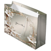 Sac cadeau à cadre floral blanc orné