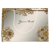 Sac Cadeau à Cadre Floral Orné Doré (Devant)