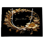 Sac Cadeau à Cadre Orné de Fleurs Dorées (Devant)