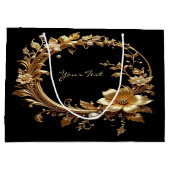 Sac Cadeau à Cadre Orné de Fleurs Dorées (Dos)