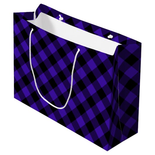 Sac cadeau à carreaux bleus (Devant Angle)