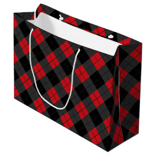 Sac cadeau à carreaux rouges