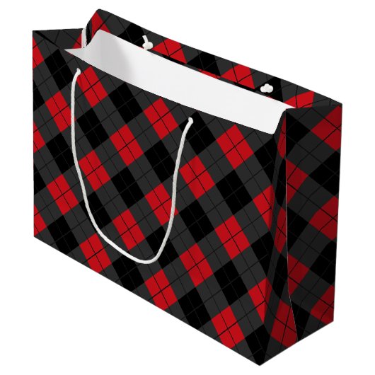 Sac cadeau à carreaux rouges (Devant Angle)