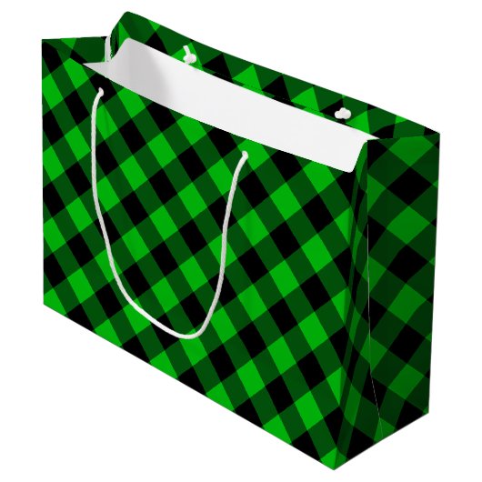 Sac cadeau à carreaux verts (Devant Angle)
