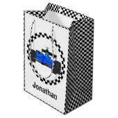 Sac cadeau À damiers Motif voiture de course (Dos Angle)