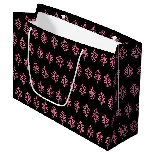 Sac cadeau à dentelle rose et noir (Devant Angle)