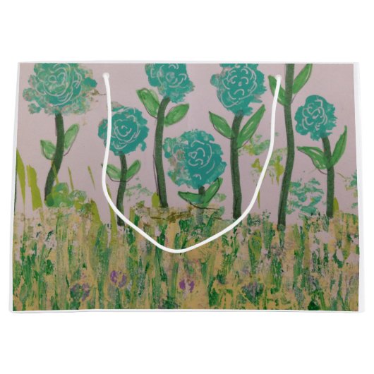 Sac cadeau à fleurs vertes (Devant)