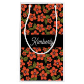 Sac cadeau à monogramme floral rouge Boho (Devant)