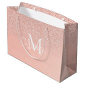 Sac cadeau à monogramme rose bébé pailleté pour do (Dos Angle)