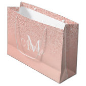 Sac cadeau à monogramme rose bébé pailleté pour do (Devant Angle)