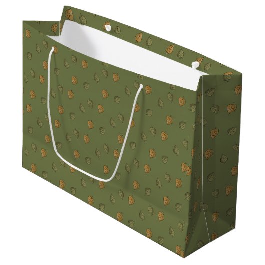 Sac cadeau à motif de feuilles vertes (Devant Angle)