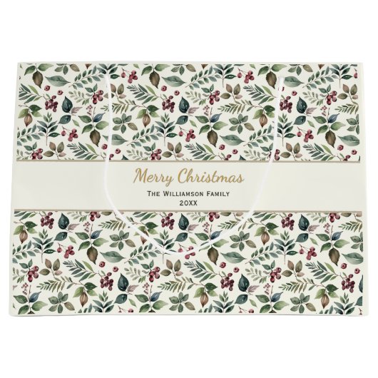 Sac Cadeau à Motif de Fleurs de Noël (Devant)