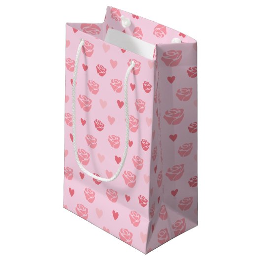 Sac cadeau à motifs rose et coeurs (Devant Angle)