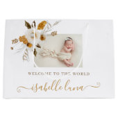 Sac cadeau à nouveau-né à l'aquarelle de moutarde (Devant)