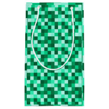 Sac cadeau à pixels carrés verts, Vert Pixelisé