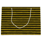 Sac cadeau à rayures pailletées or noir chic (Devant)