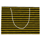 Sac cadeau à rayures pailletées or noir chic (Dos)