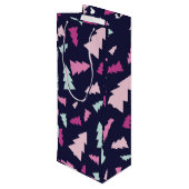 Sac cadeau à vin de la Forêt Festive de minuit (Dos Angle)