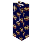 Sac cadeau Aigle et Drapeau, Bleu-Vin (Devant Angle)