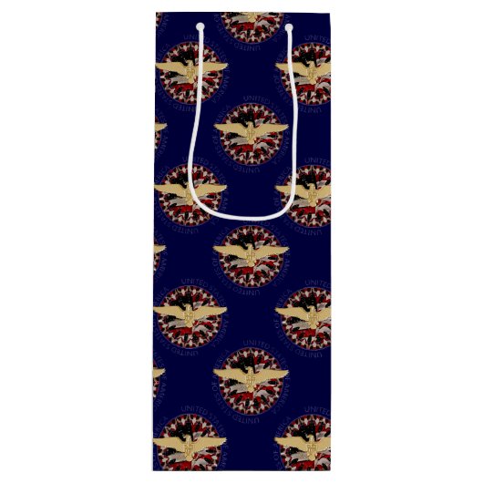 Sac cadeau Aigle et Drapeau, Bleu-Vin (Devant)