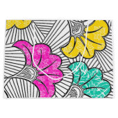 Sac cadeau Ankara Turquoise et Jaune Floral (Devant)