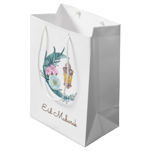 Sac cadeau Aquarelle Croissant Aïd Moubarak (Devant Angle)