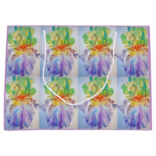Sac Cadeau Aquarelle Fleurie Iris Violets (Devant)