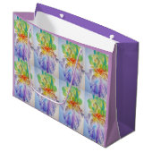 Sac Cadeau Aquarelle Fleurie Iris Violets (Devant Angle)