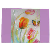 Sac Cadeau Aquarelle Fleurie Tulipe Rose (Dos)