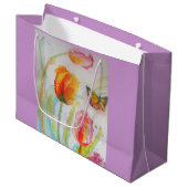 Sac Cadeau Aquarelle Fleurs Tulipes Tulipe Rose (Devant Angle)