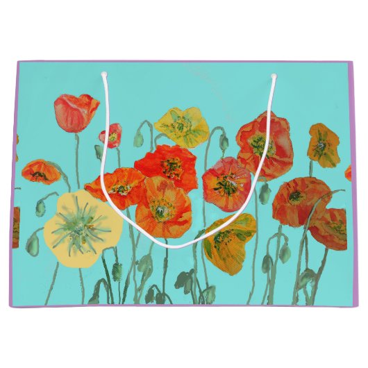 Sac Cadeau Aquarelle Florale Coquelicots Orange (Devant)