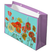 Sac Cadeau Aquarelle Florale Coquelicots Orange (Devant Angle)