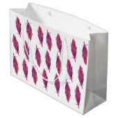 Sac cadeau Aquarelle Rouge rose plumes (Dos Angle)