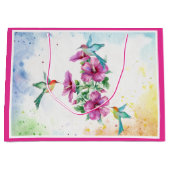 Sac cadeau aquarelle Trois colibris (grand) (Devant)