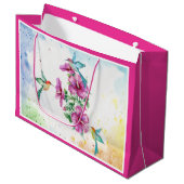 Sac cadeau aquarelle Trois colibris (grand) (Devant Angle)