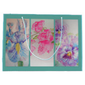 Sac Cadeau Aquarelle Turquoise Fleurs d'Amour (Dos)