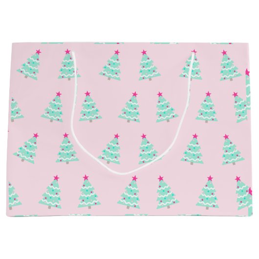 Sac cadeau Arbre de Noël rose (Devant)